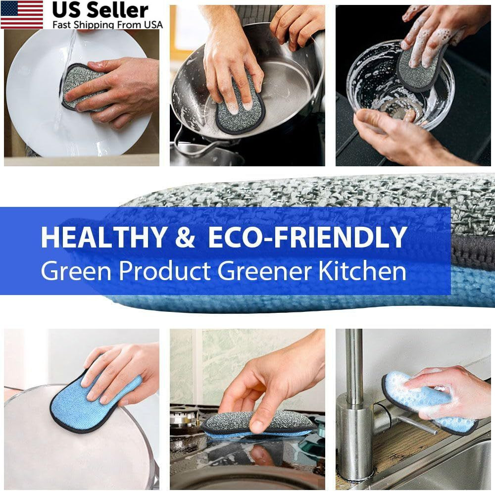 12 Pack Multi-Purpose Scrub Sponges for Kitchen by SmilePowo Non-Scratch 12