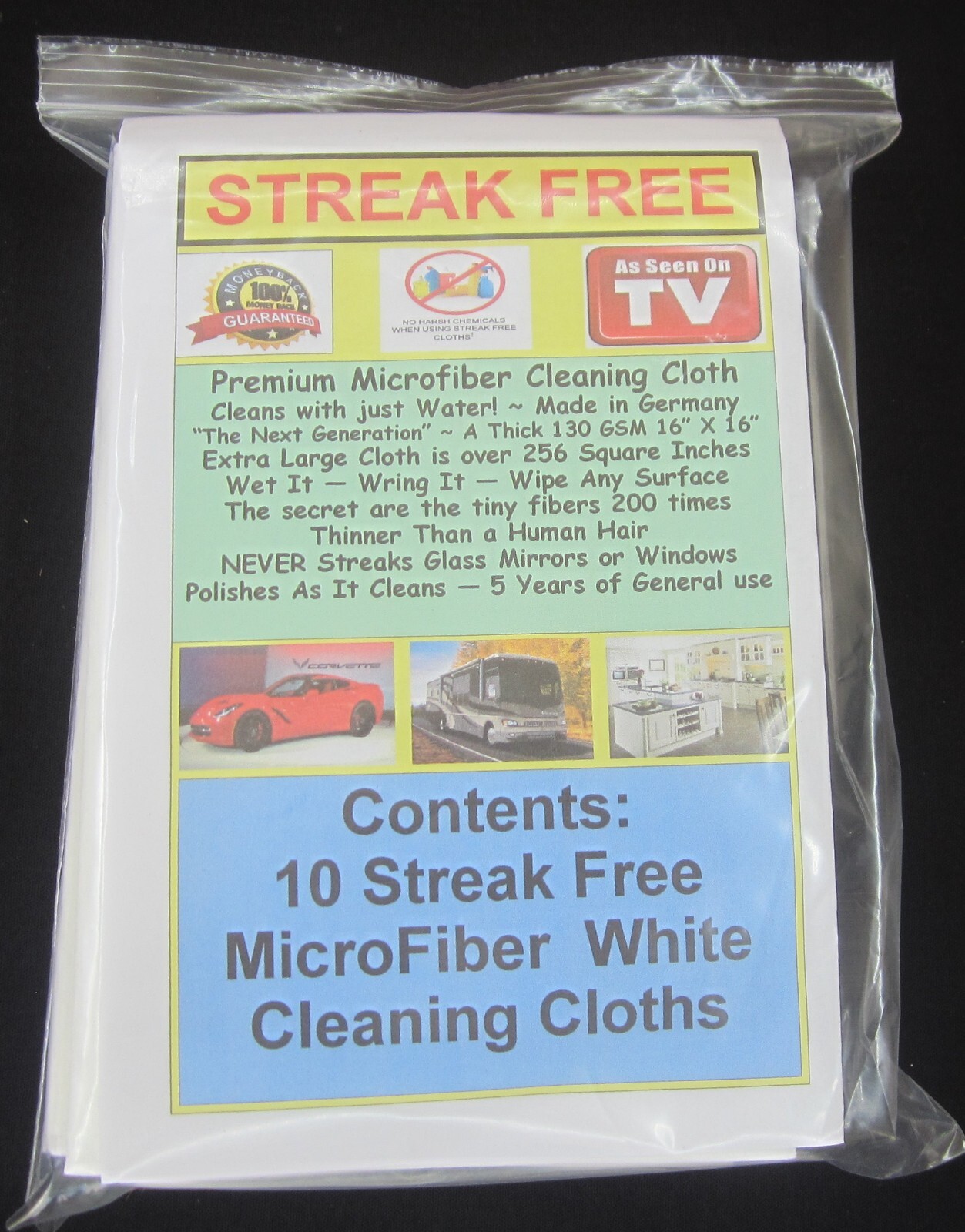 100 Streak Free MicroFiber Cleaning Cloths 10-10 Packs FREE Priority Mail Ship!