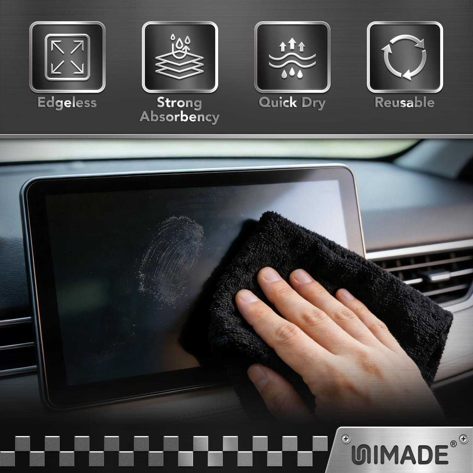 UNIMADE Microfiber Cleaning Cloth, 100 Pack Towels 100pk, Black