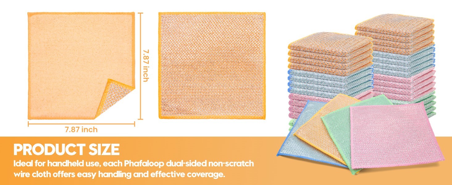 16 Pcs Multipurpose Wire Dishwashing Rags, Upgraded Dual-Sided Non Scratch Wire