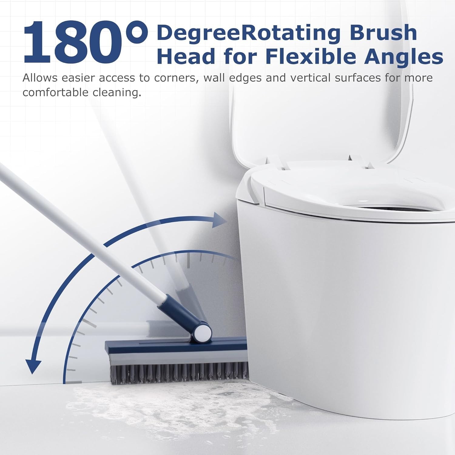 Grout Brush with Long Handle, Grout Cleaner Brush for Tile Floors, Stiff