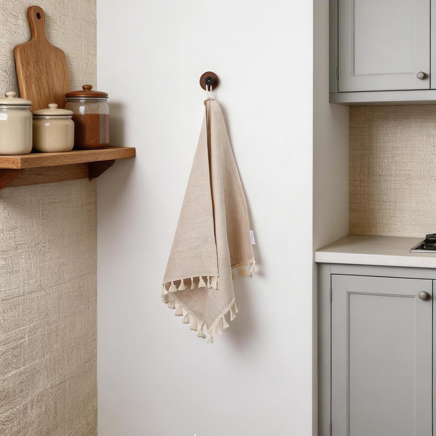 100% Linen Hand Towels 2 Pcs, 18×27 Inch Boho Decorative Kitchen Towels with