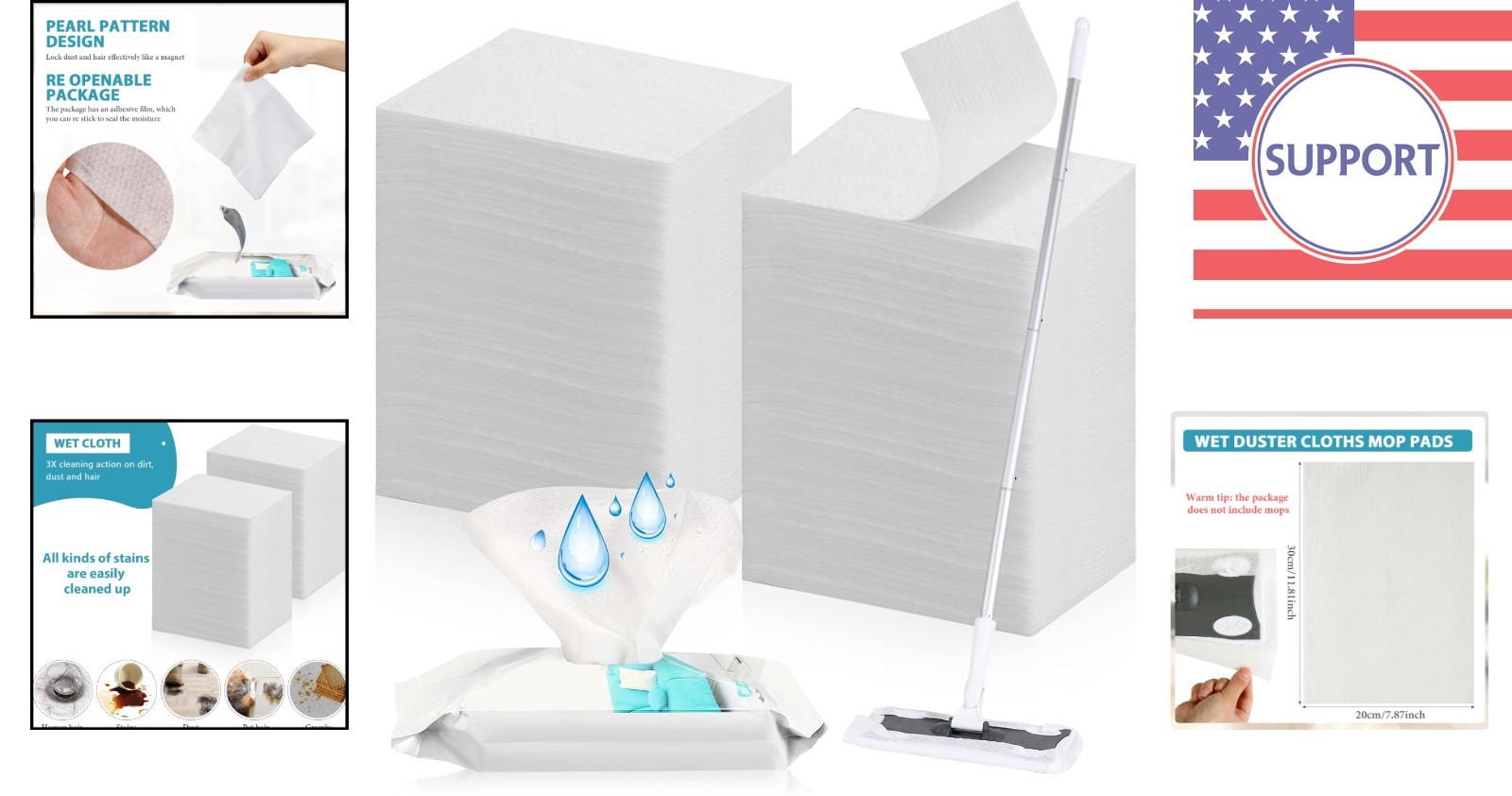 240 Disposable Wet Mopping Cloths for Efficient Floor Cleaning – 11.81 x 7.87