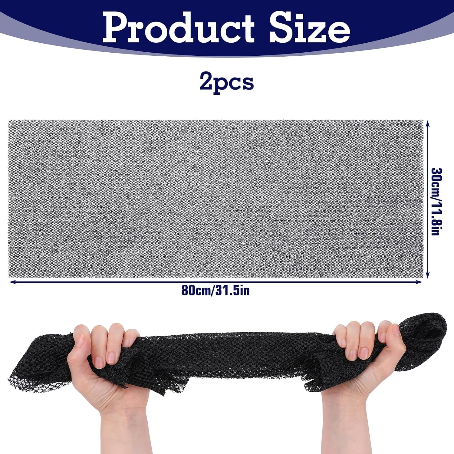 African Net Sponge, 2 Pack Black Exfoliating Washcloth, Elastic Long Net Rag