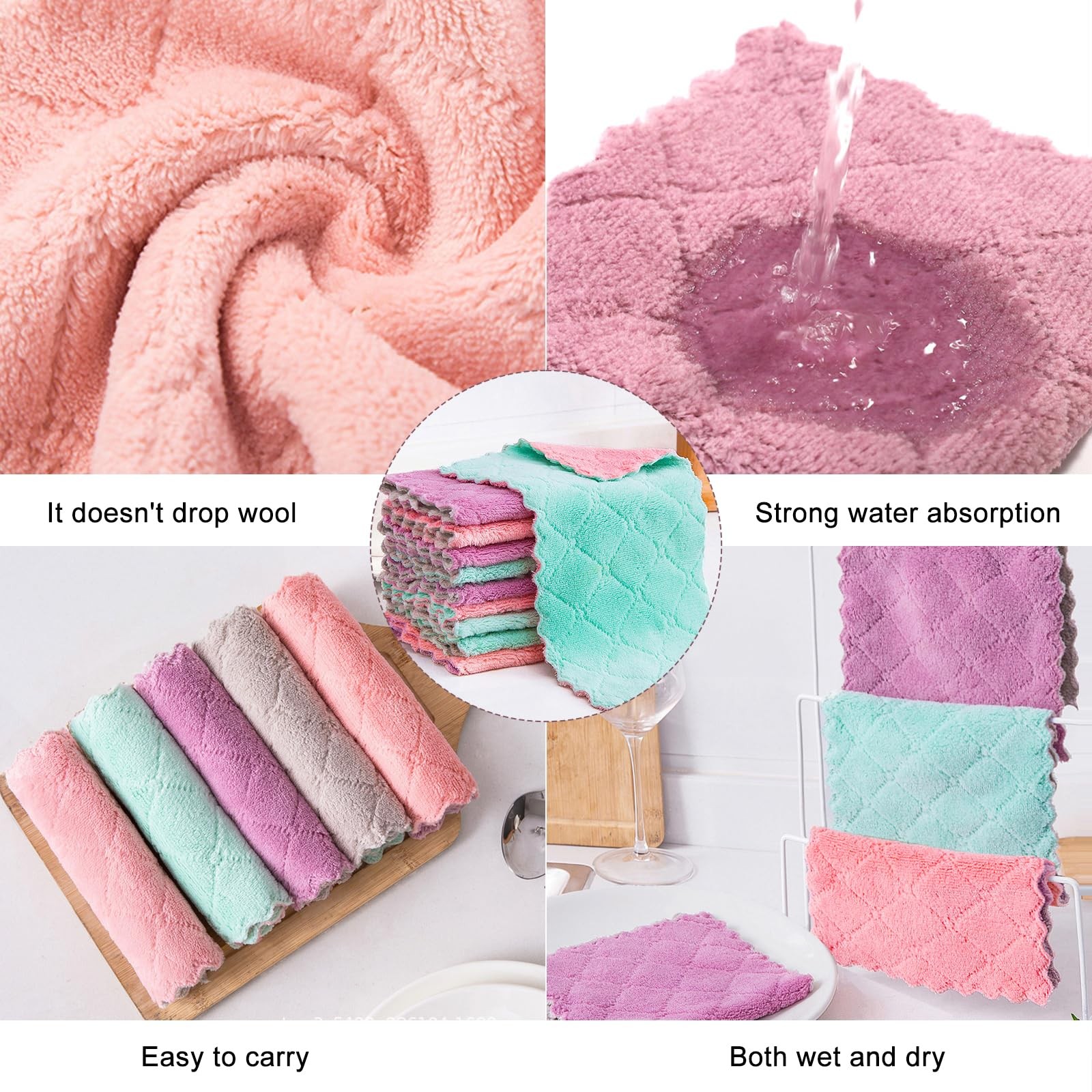 Paño de limpieza, cocina, toallas de cocina, súper absorbentes, secado rápido.