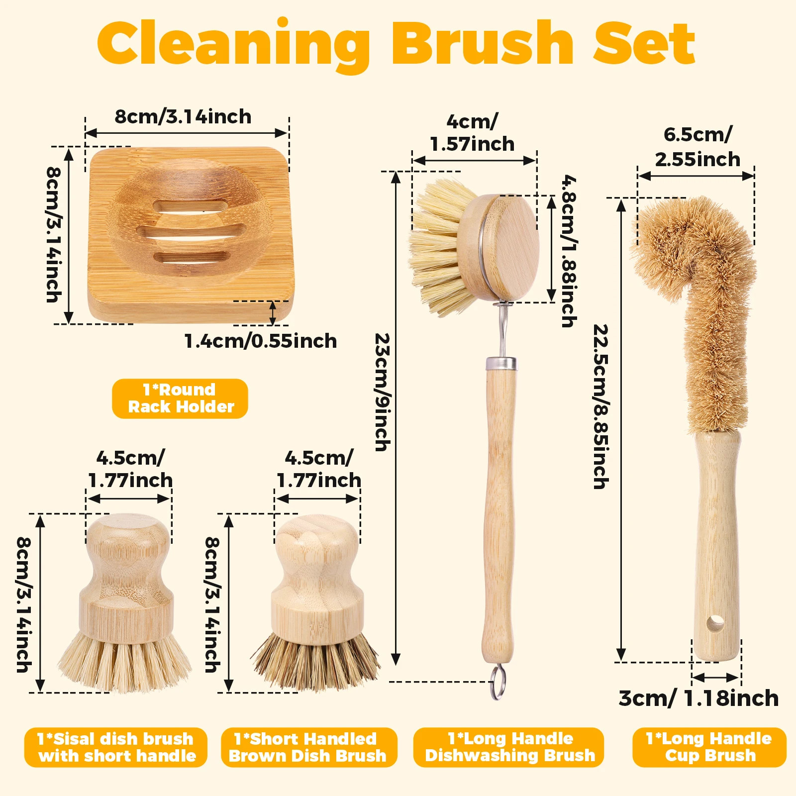 3/4/5/10Pcs Bamboo Dish Scrub Brushes Replaceable Dish Brush Kitchen Cleaning Sc