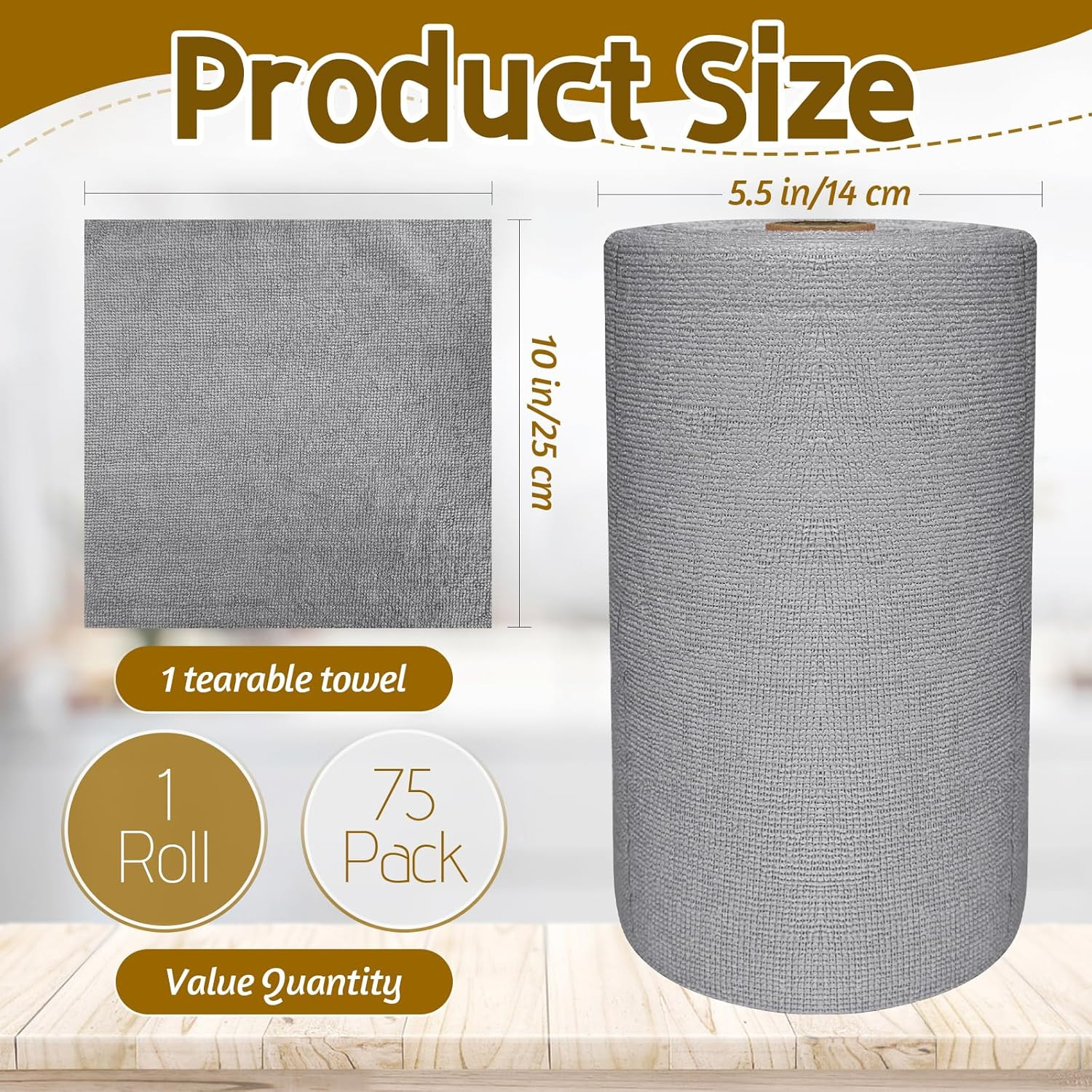 75 Pack Microfiber Cleaning Cloth Roll,Reusable Tear Away