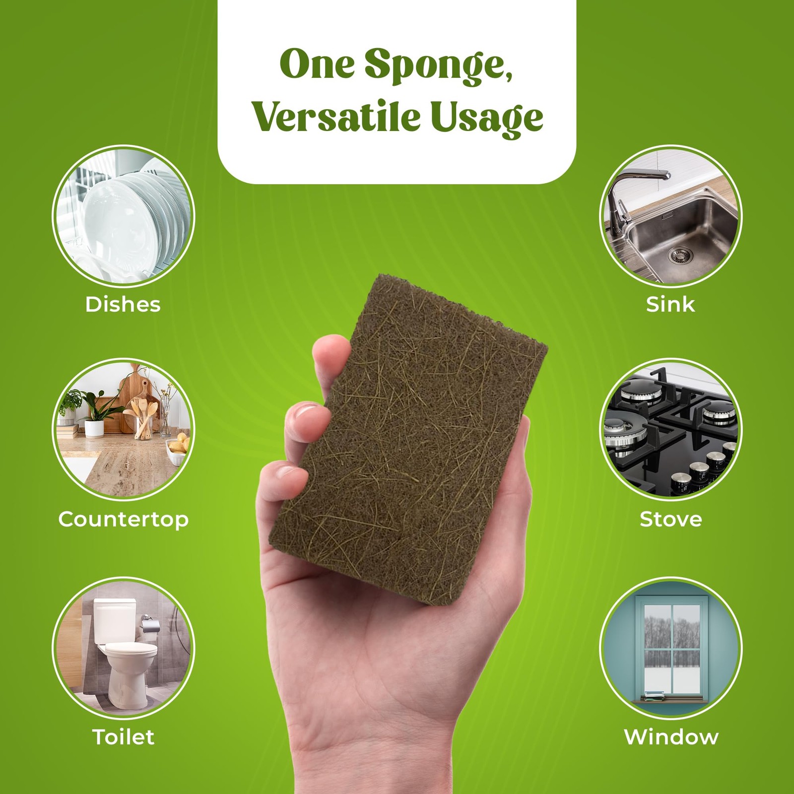 12 Pack Natural Kitchen Sponges – Biodegradable, Compostable, Sustainable Woo…