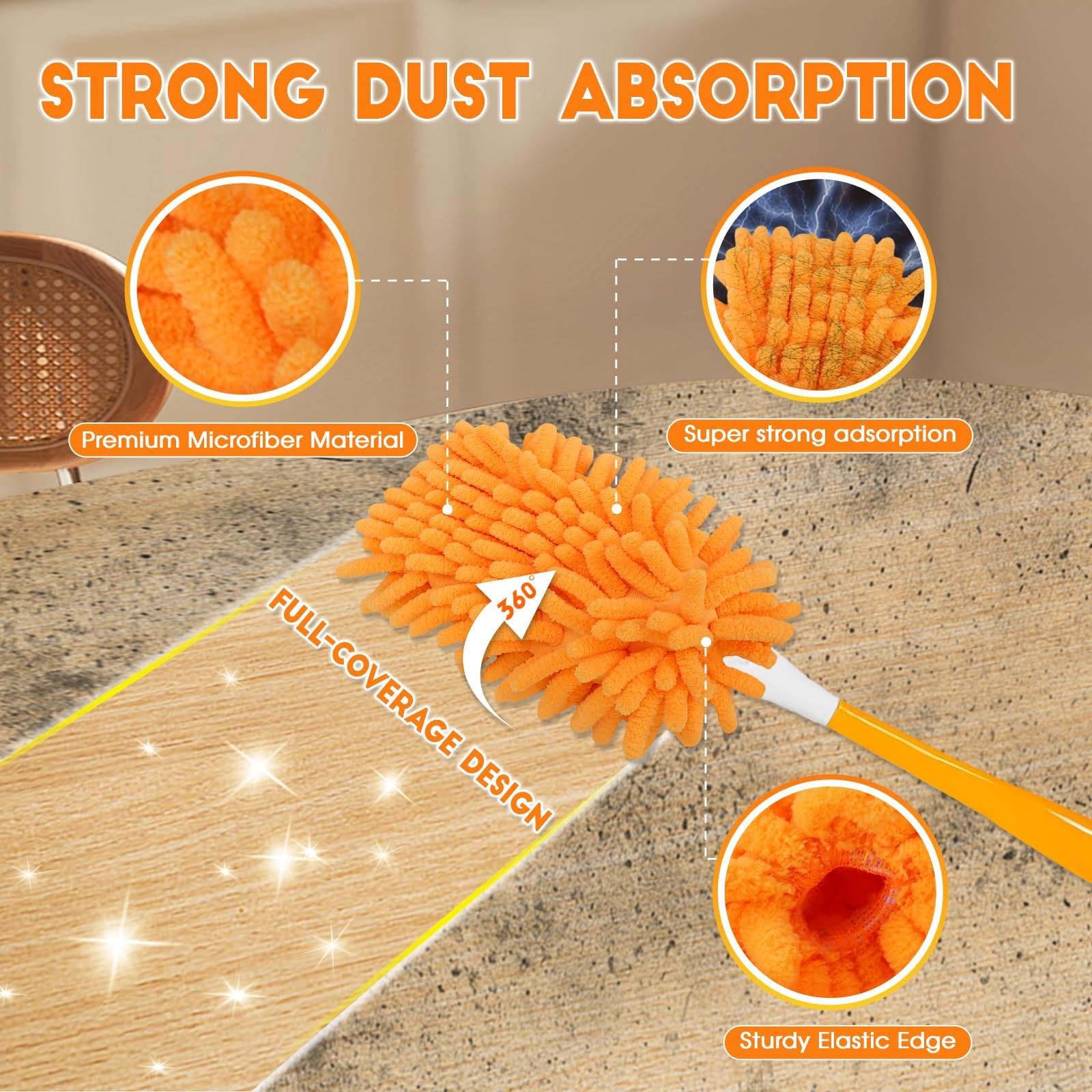 8 Pack Reusable Duster Refill Compatible with Swiffer Hand 8PCS, Yellow