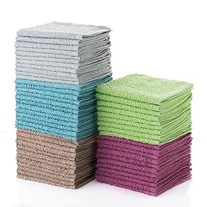 Simpli-Magic Cotton Wash Cloths 12″x12″ (50 Pack) – Highly Absorbent Soft Towels