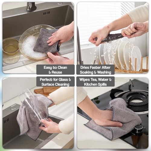 Microfiber Cleaning Cloth Pack, 15×15 Inch Lint Free Streak Free 24 Grey