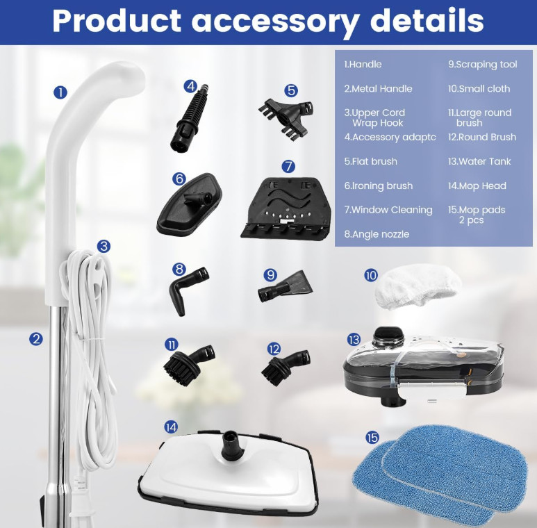 Mopa de Vapor 10 en 1 para Suelos, Alfombras y Limpieza Profunda Hogar, Nuevo