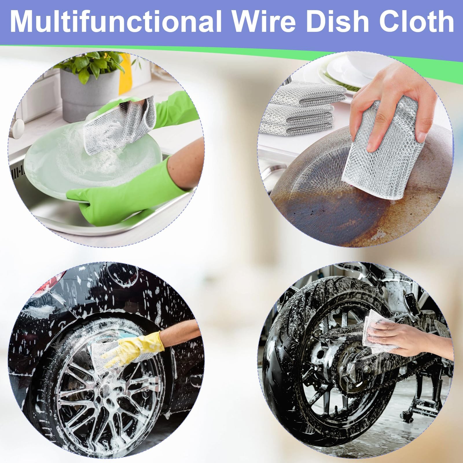 12 Pack Steel Wool Scrubber, Double Layer Non-Scratch Wire Dishcloth, Multipu…