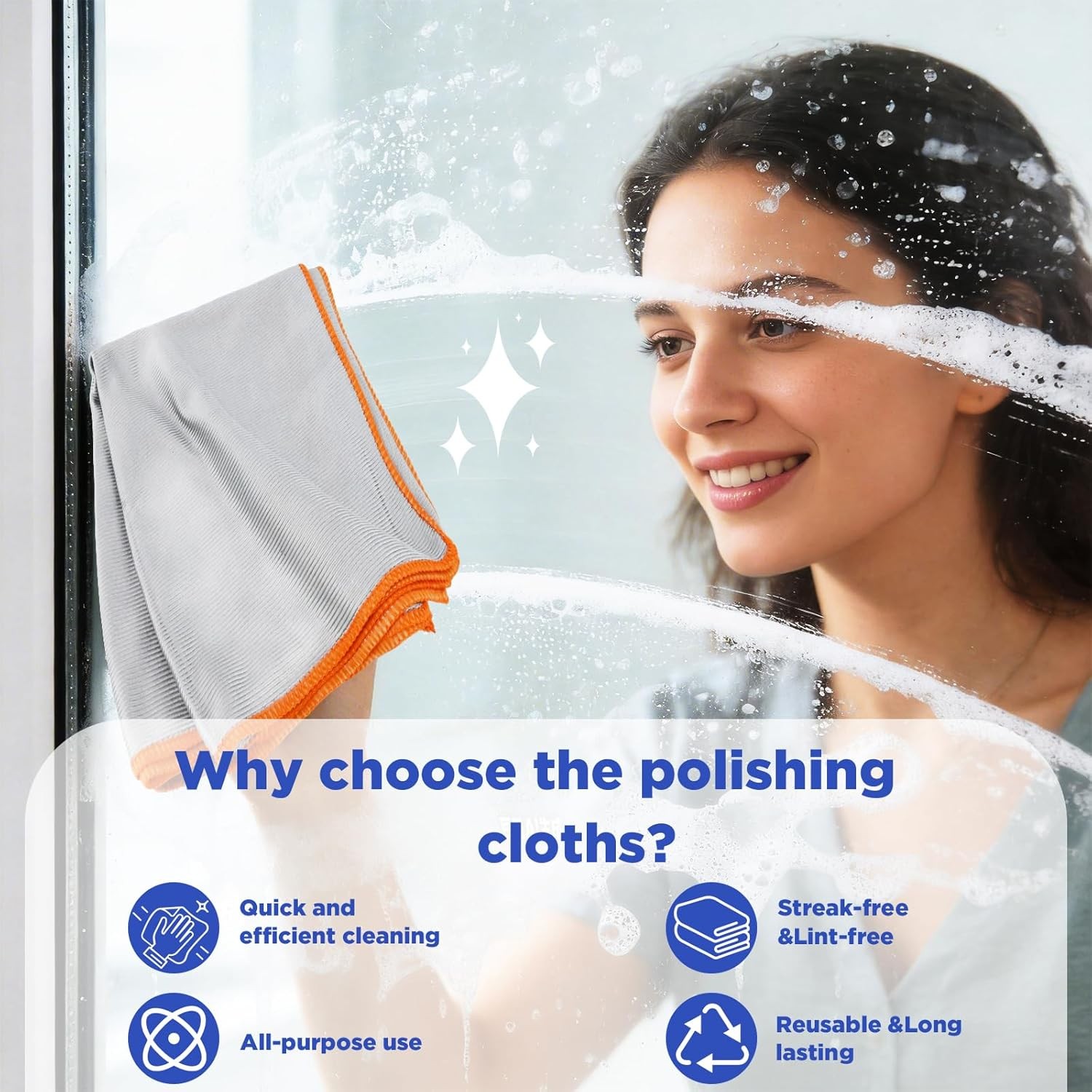 12 Pack Microfiber Glass Cleaning Cloth, 320GSM Thick Lint Glass Towels,