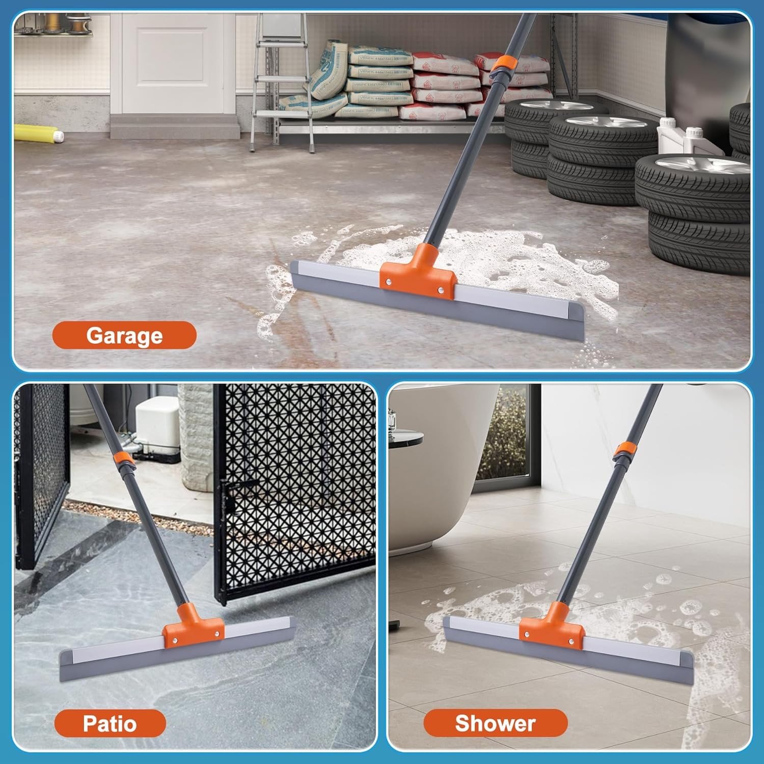 Rubber Floor Squeegee for Concrete Floor, Tile Floor, Metal Aluminium Heavy Duty