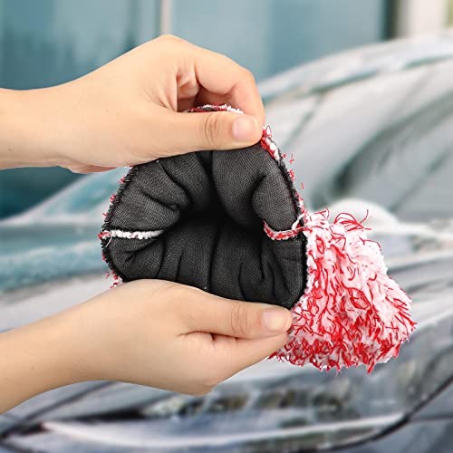 5 Pcs Microfiber Car Wash Mitt Absorbent Blue, Black, Red, White, Grey