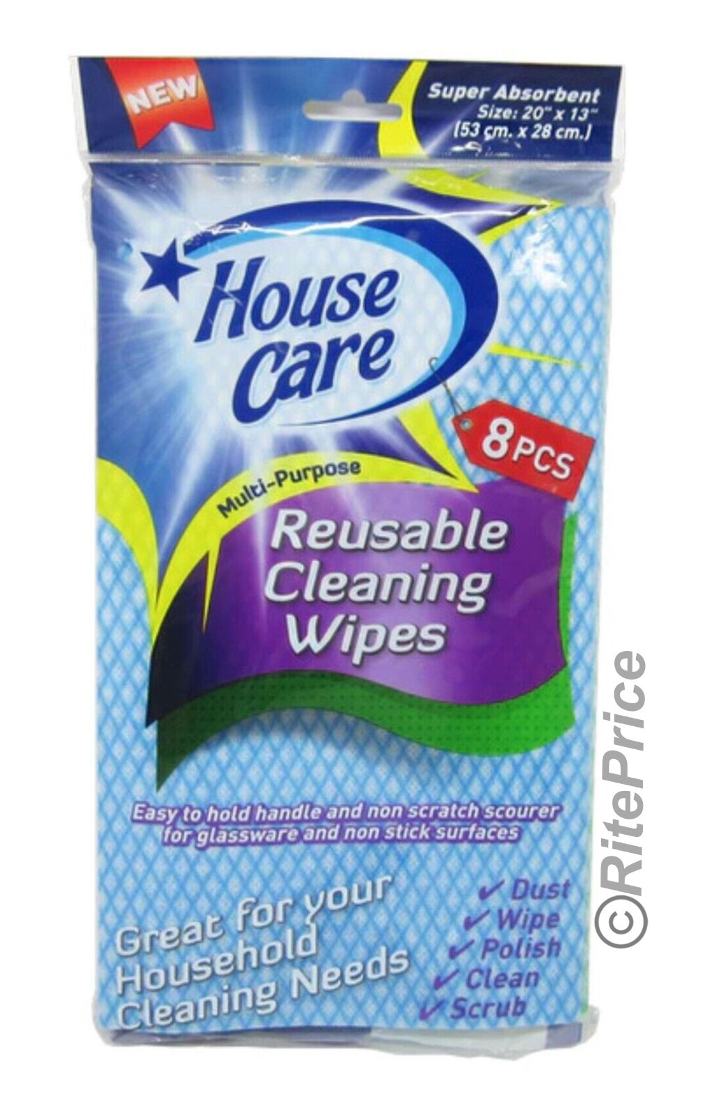 House Care Handy Wipes Multi Purpose Reusable Cleaning Cloth, 8-ct each (5 Pack)