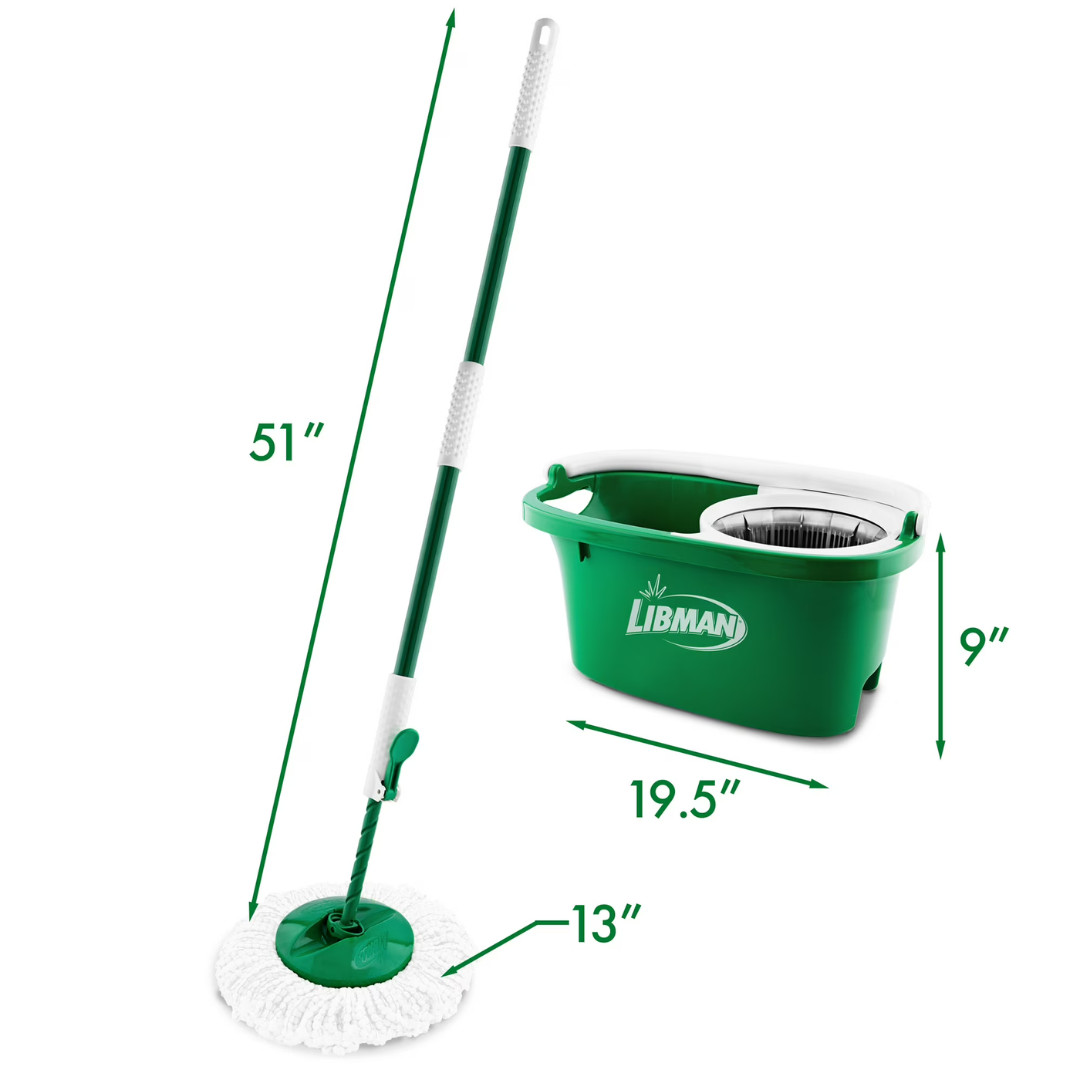 Libman All-in-One Tornado Spin Mop Floor Cleaning Kit, Advanced Microfiber Head