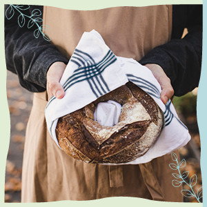 Organic Cotton Tea Towels for Baking Sourdough Bread, Rolls and Cakes – 100%