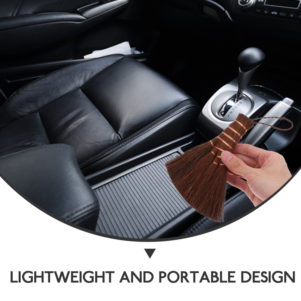 Car Broom Palm Fiber Wood 1Set 5.6*4.6*0.6In For Narrow Spaces Cleaning