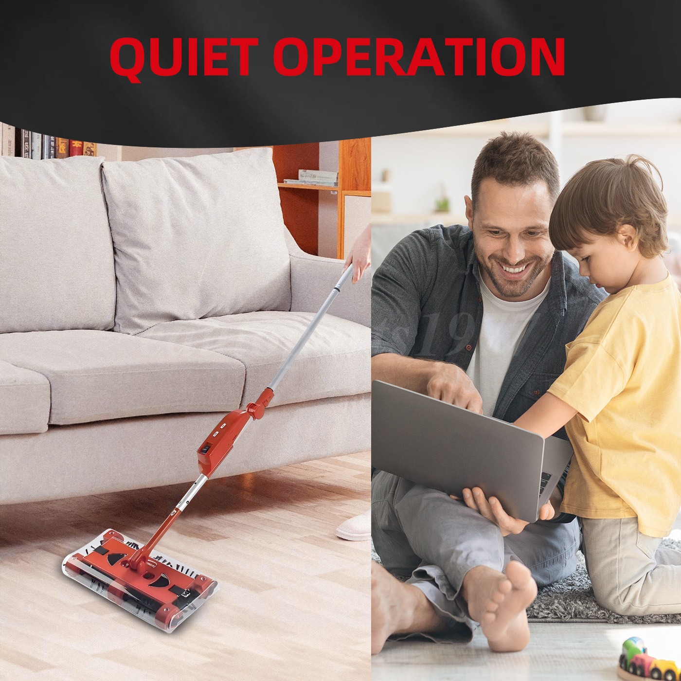 Floor Sweeper Cordless Electric Rechargeable Floor&Carpet Vacuum Cleaner Handle
