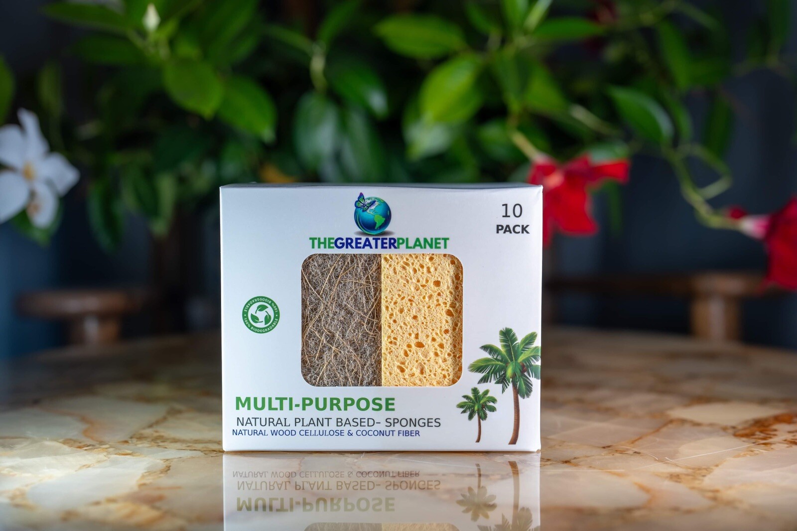 10 Pck Biodegradable Sponges Kitchen Natural Dishes Plant Based Plastic Free New