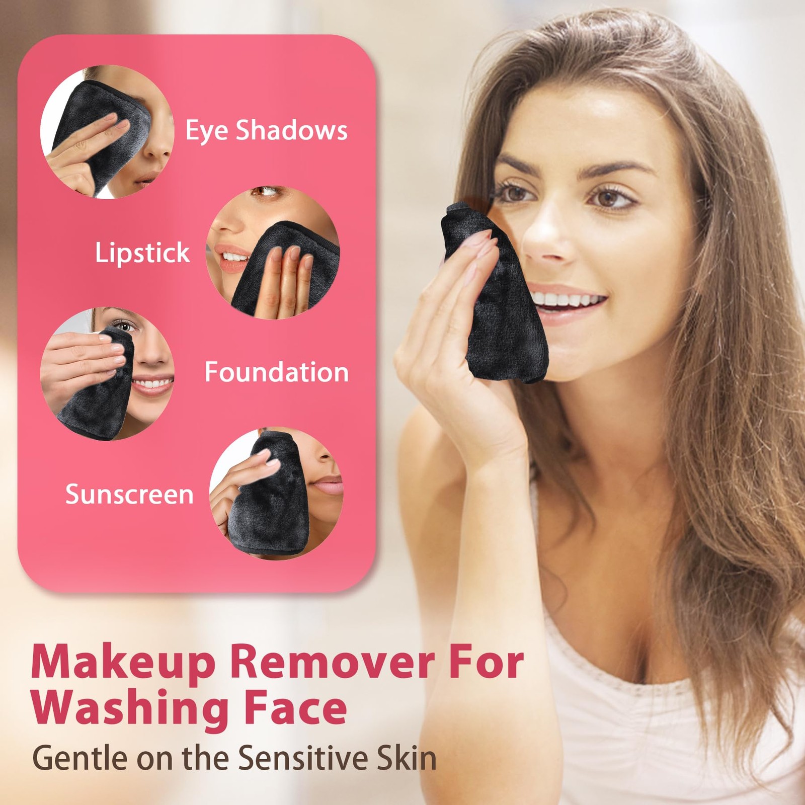 Makeup Remover Cloth, 6″ x 1 Count (Pack of 12), Grey
