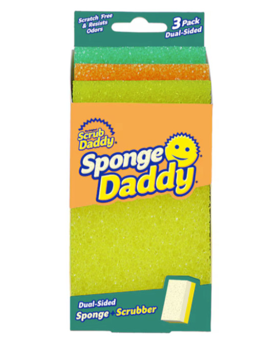 Scrub Daddy Sponge Daddy Cellulose Sponge with Scouring Pad No Scratch 3 -Pack
