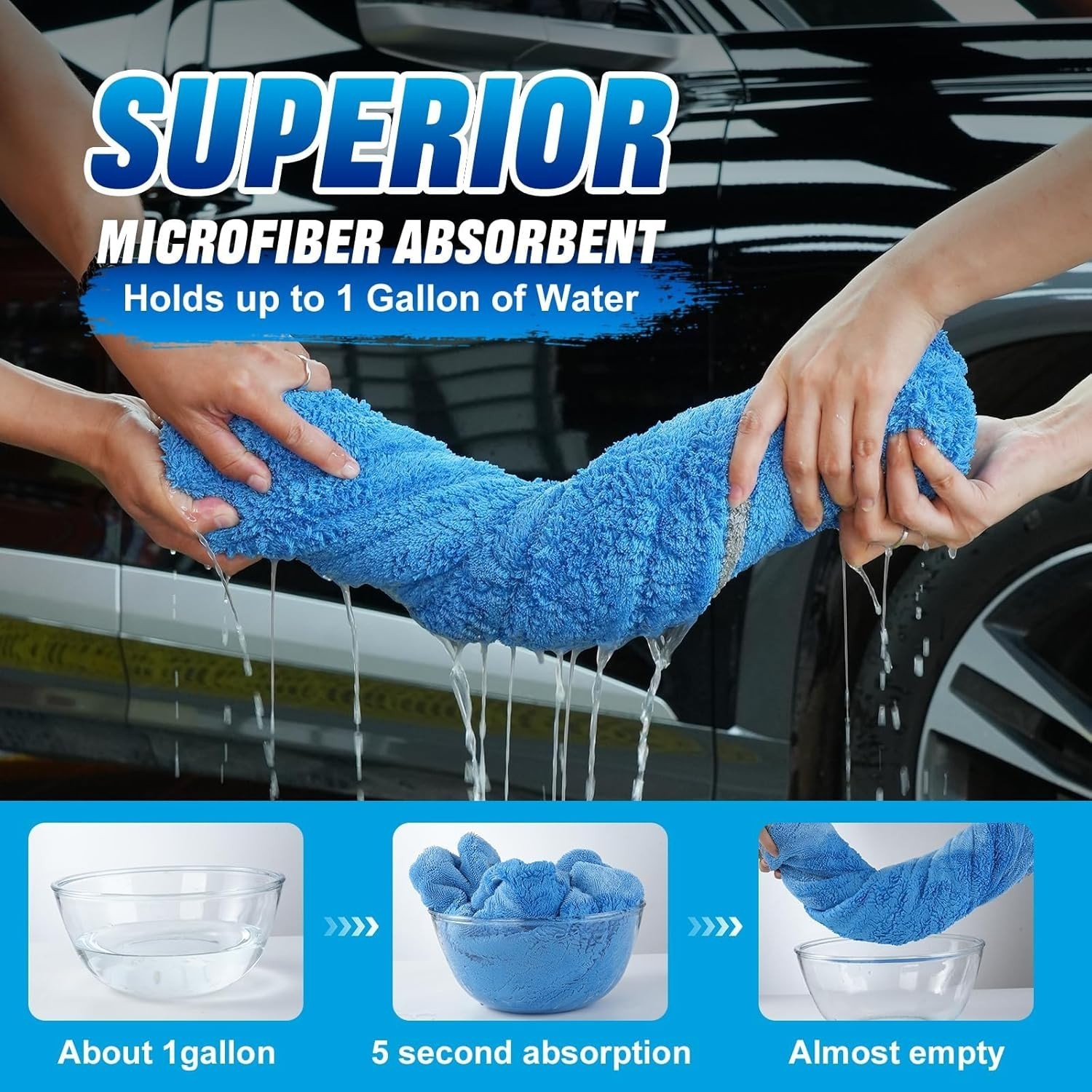 48″x24″ Double Twisted Loop Car Drying Towels – Streak-Free & Scratch-Free Care
