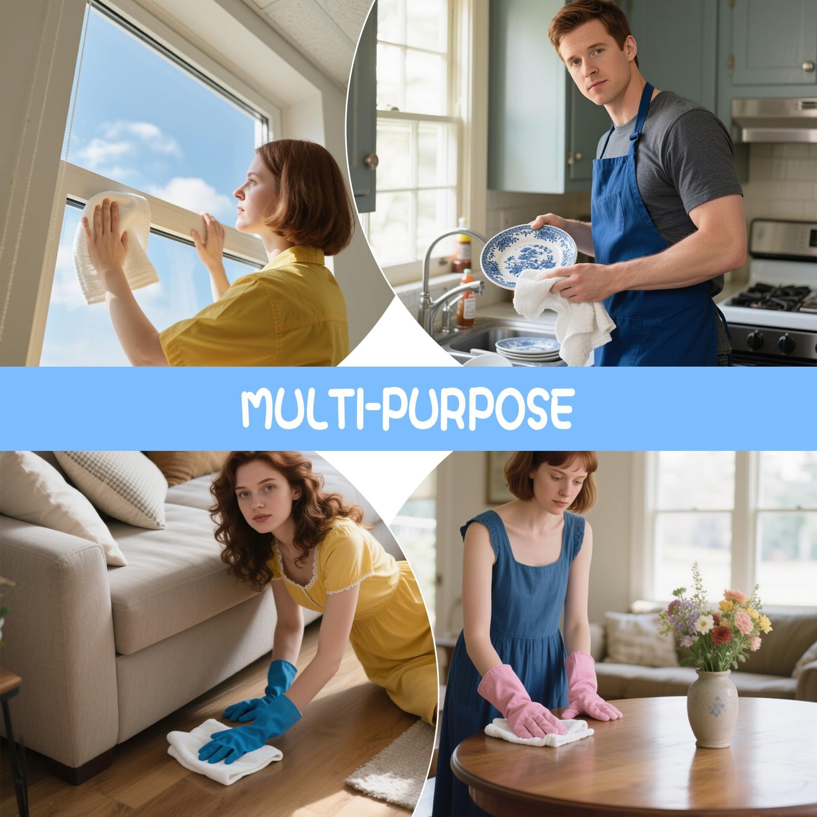4 Pack Extra Large Microfiber Cleaning Cloths 20″x30″, Lint-Reusable Towels f…