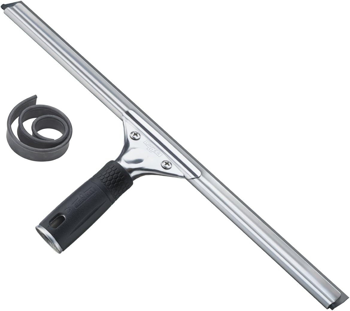 Professional Steel Window and Glass Squeegee with Replacement Rubber, 16 Inch (P