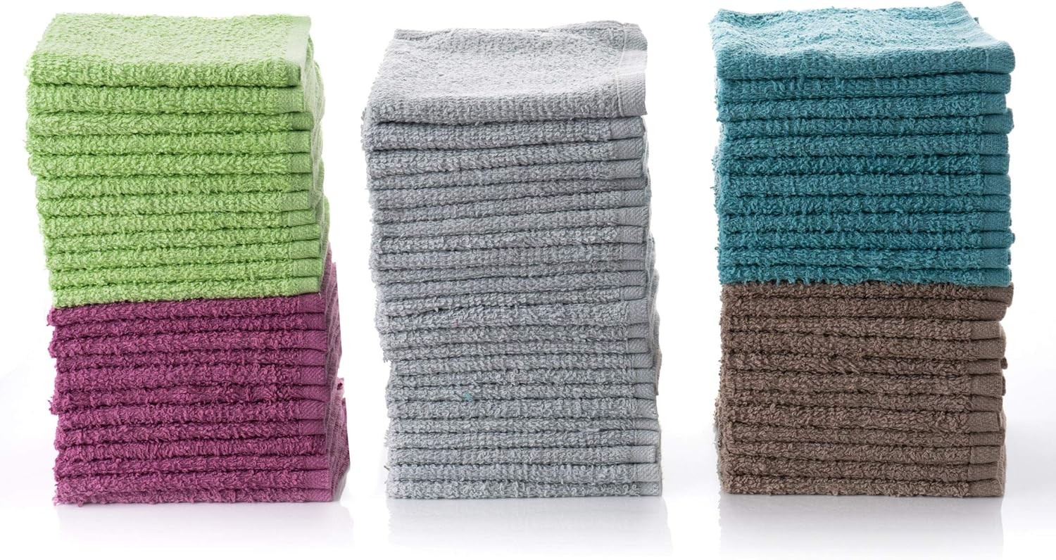 Simpli-Magic Cotton Wash Cloths 12″x12″ (50 Pack) – Highly Absorbent Soft Towels