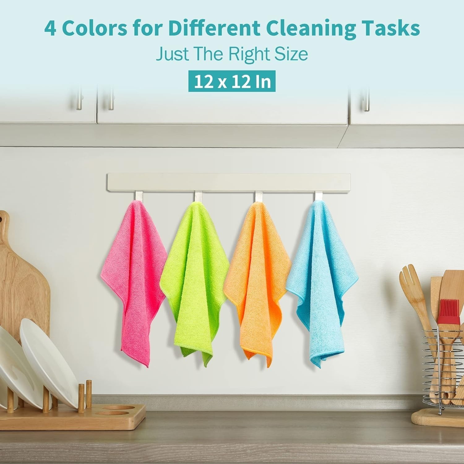 12-Pack 12″x12″ Microfiber Cleaning Cloths Towels Lint-Free Car Detailing Rags