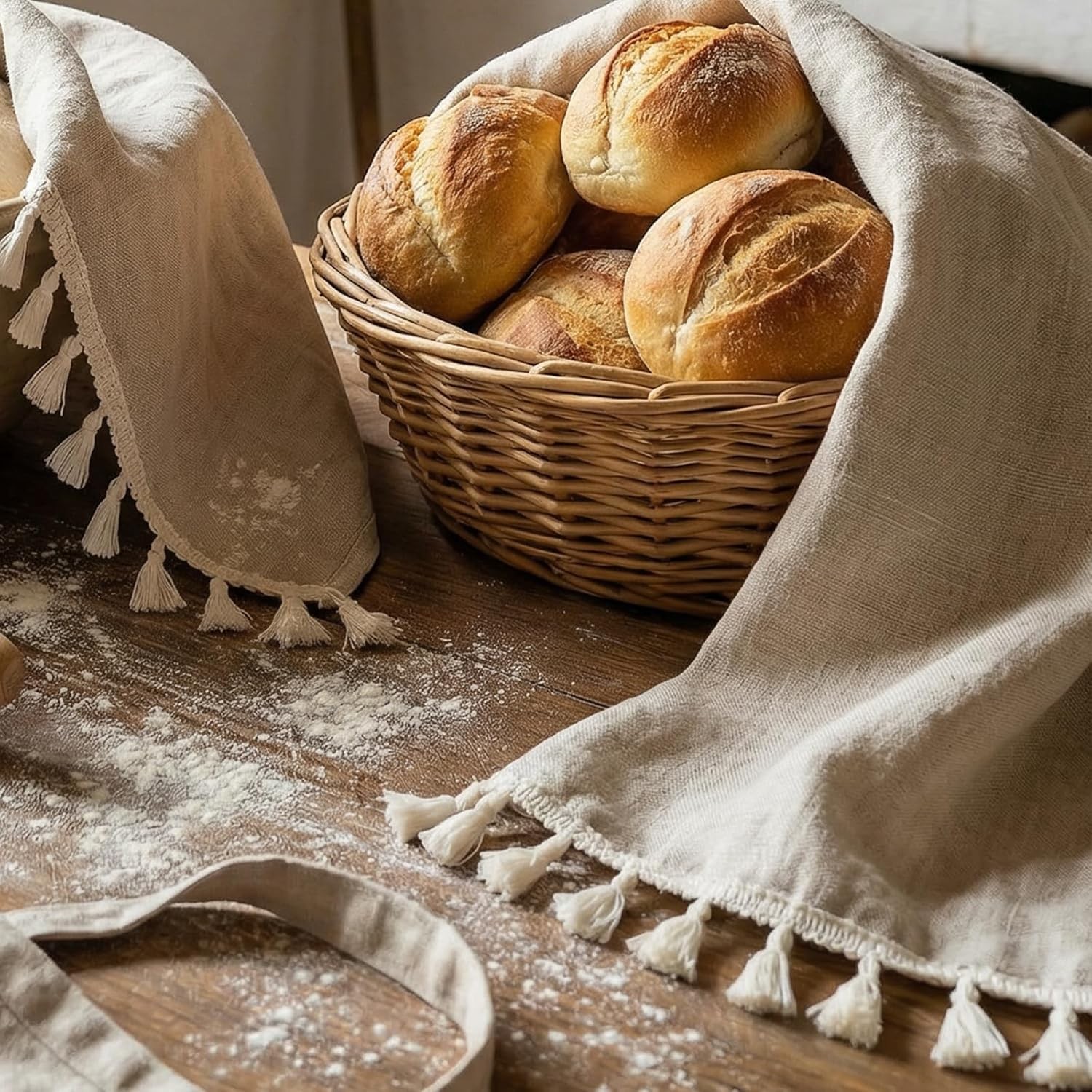 100% Linen Hand Towels 2 Pcs, 18×27 Inch Boho Decorative Kitchen Towels with