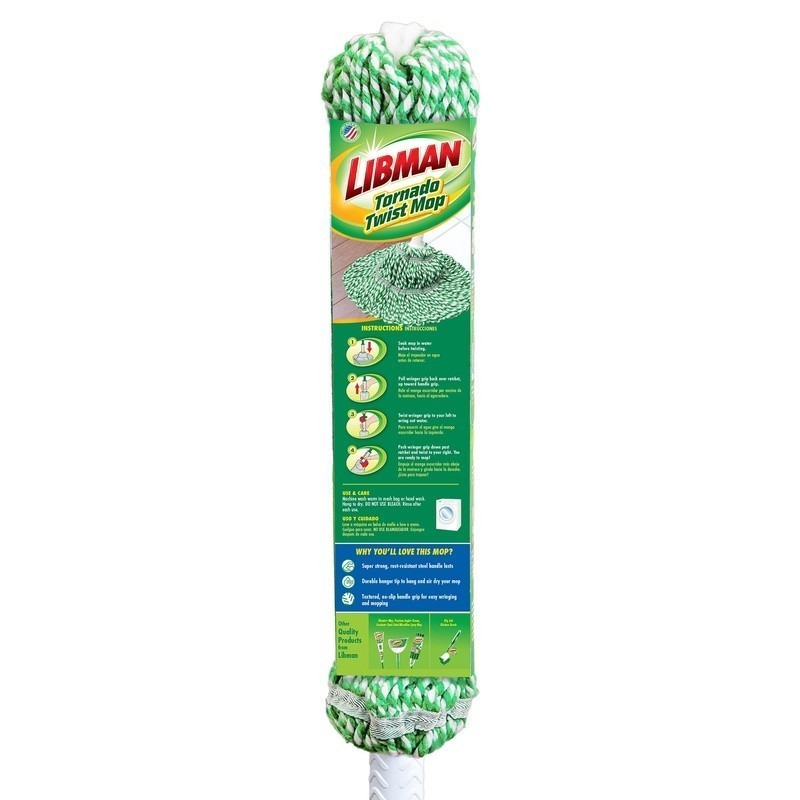 Tornado Twist Mop W/ Cotton Blend Head Steel Handle Easy Wringing Durable Design
