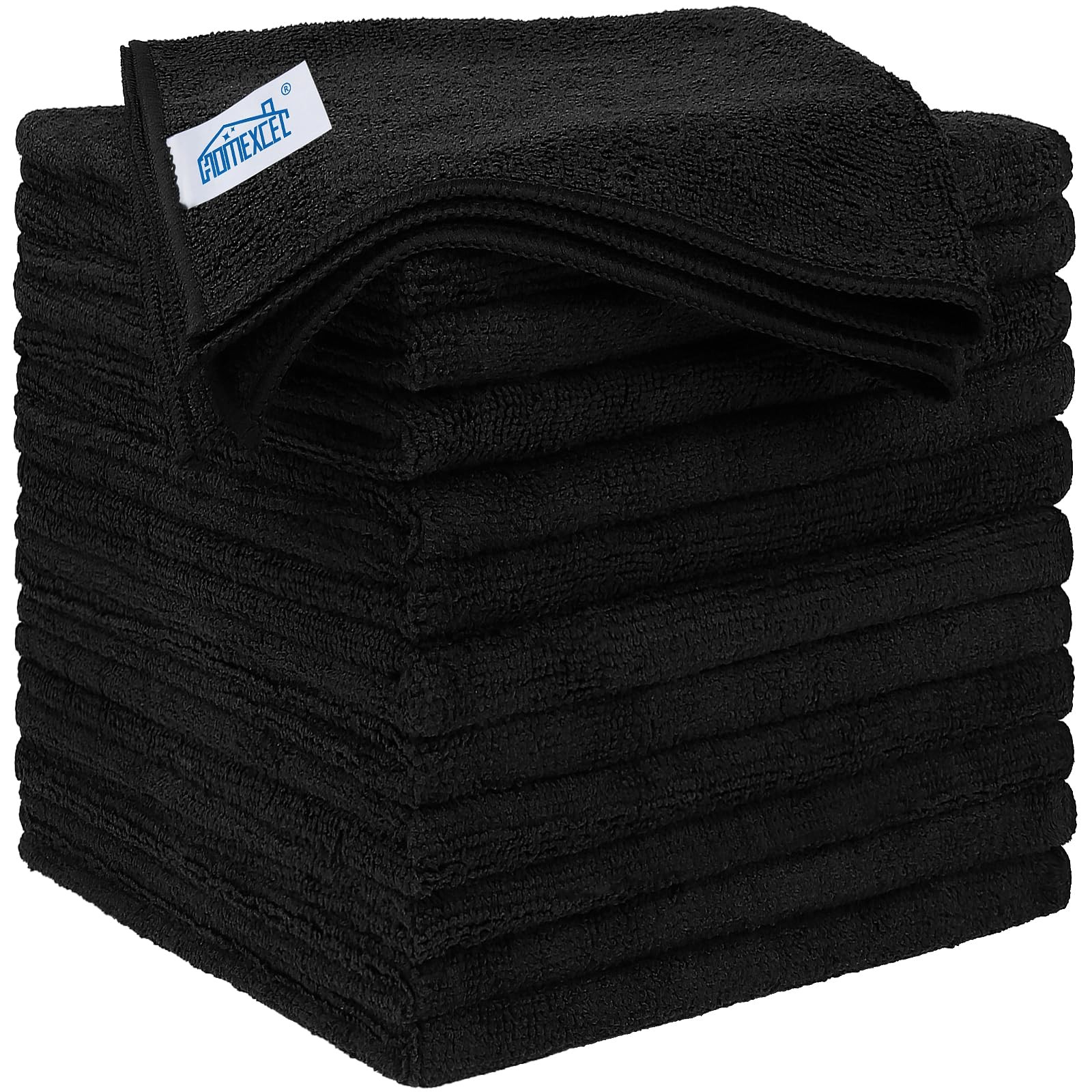 HOMEXCEL Black Microfiber Cleaning Cloth 12 Pack, 12.5 x Inch,
