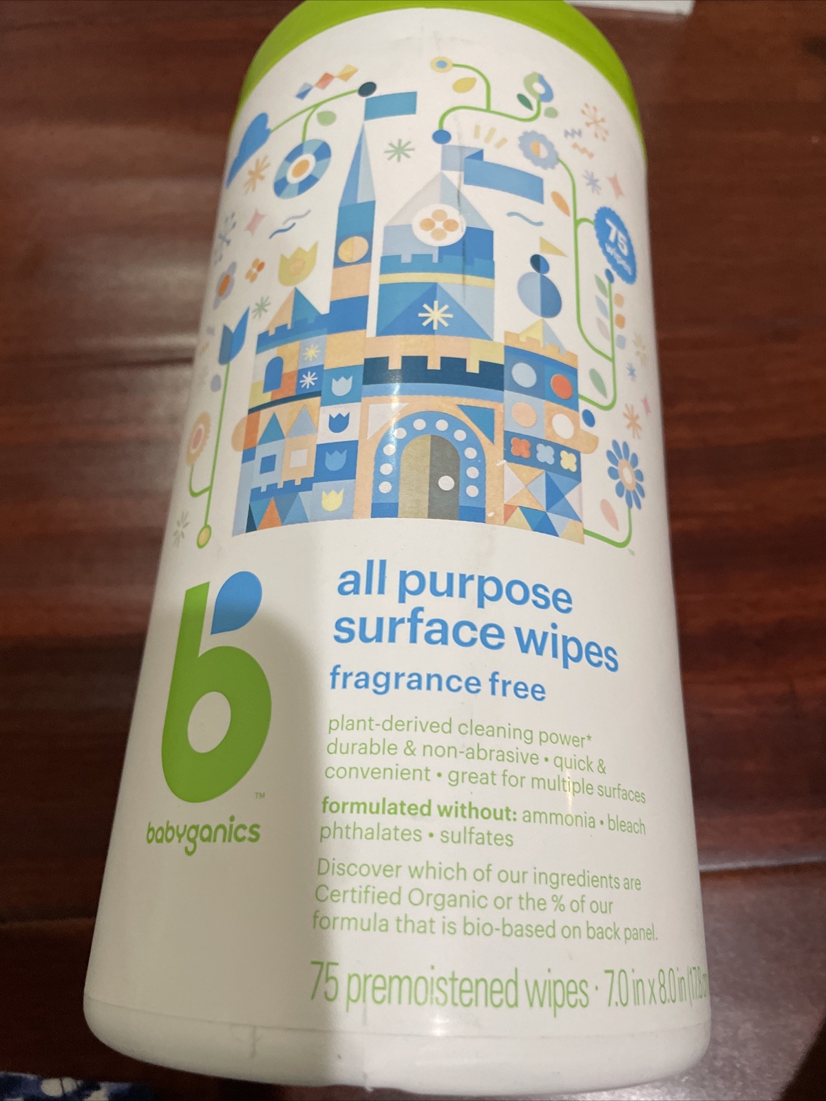 BabyGanics All-Purpose Surface USDA CERTIFICATION Wipes, Unscented, 75 Count