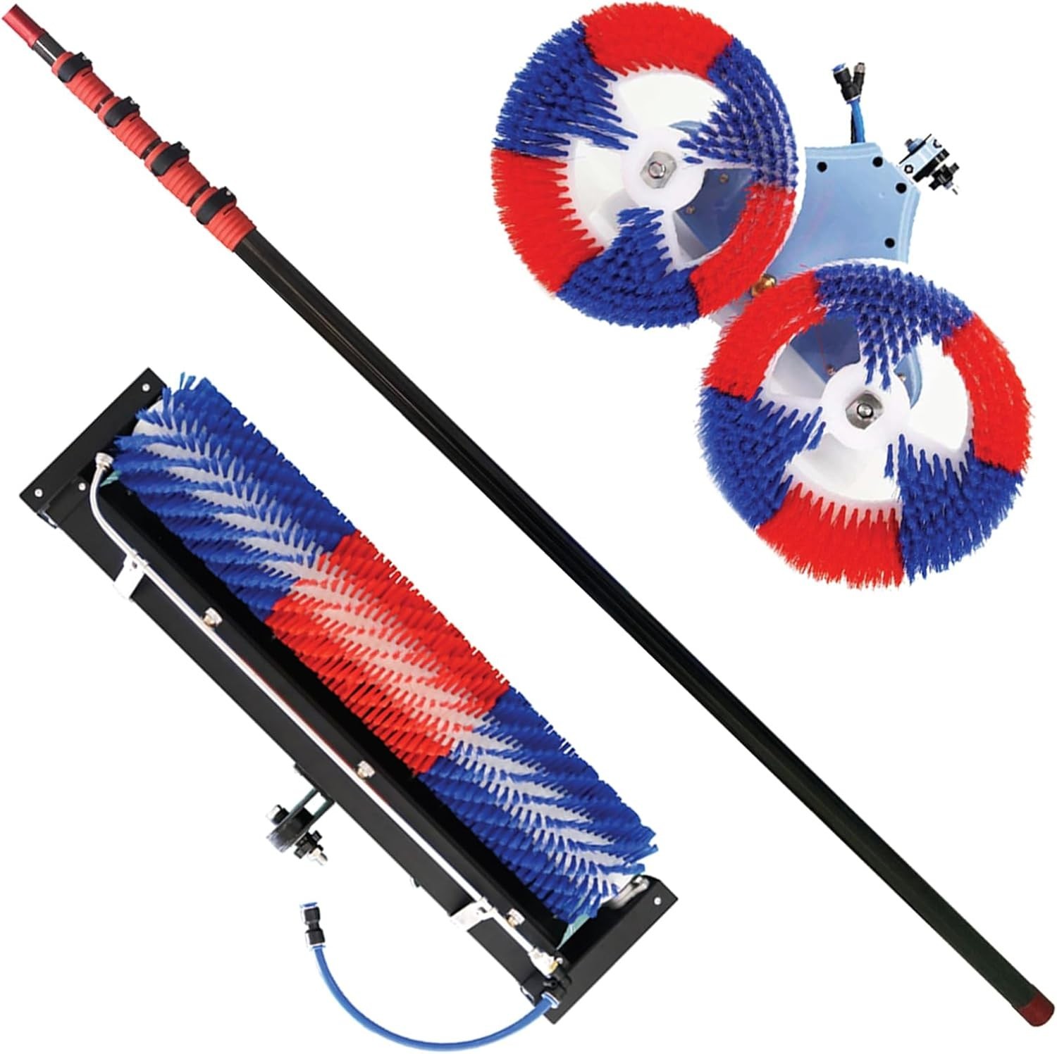 24ft solar panel cleaning brush with replaceable head brush Water Fed Rod Kit