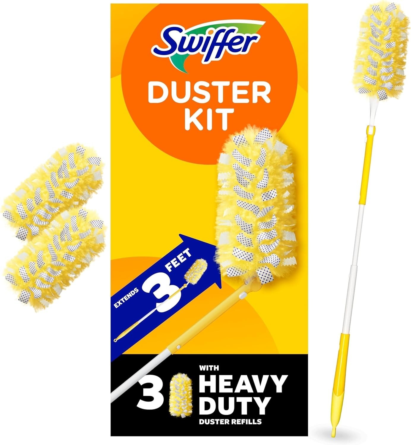 Extendable Duster Kit 3 ft Handle Heavy Duty 3 Refills Ceiling Fans Vents Dustin