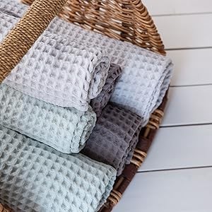 Waffle Cotton Bath Towels-100% Turkish Cotton, Quick Dry, Ultra Soft, Premium