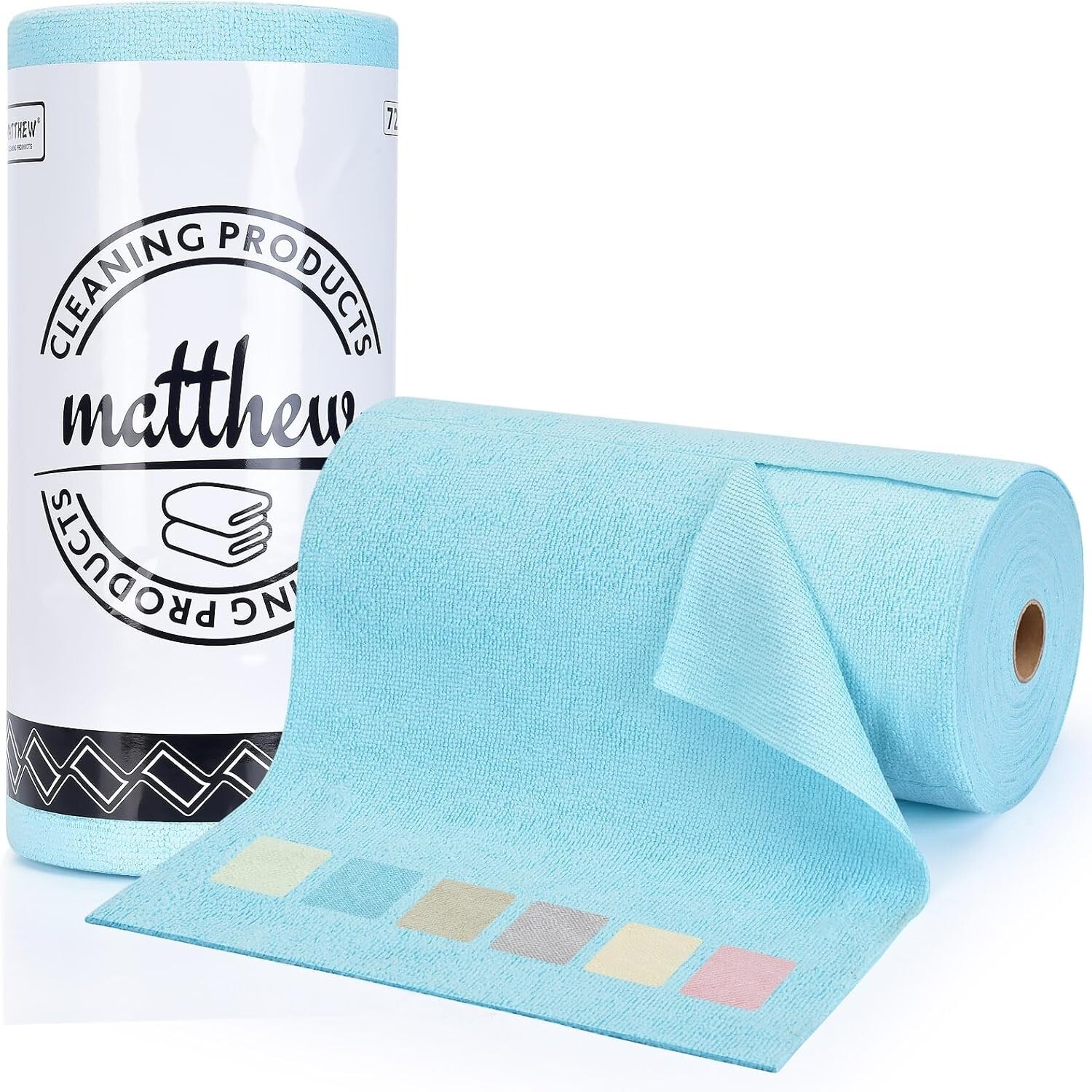 Matthew Microfiber Cleaning Cloth Roll 72Pack(12″x12″) Washable Tear Away Towels