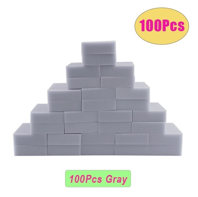100pcs Gray Sponge Magic Melamine Erase Premium Cleaning Foam Thick Washing Bulk