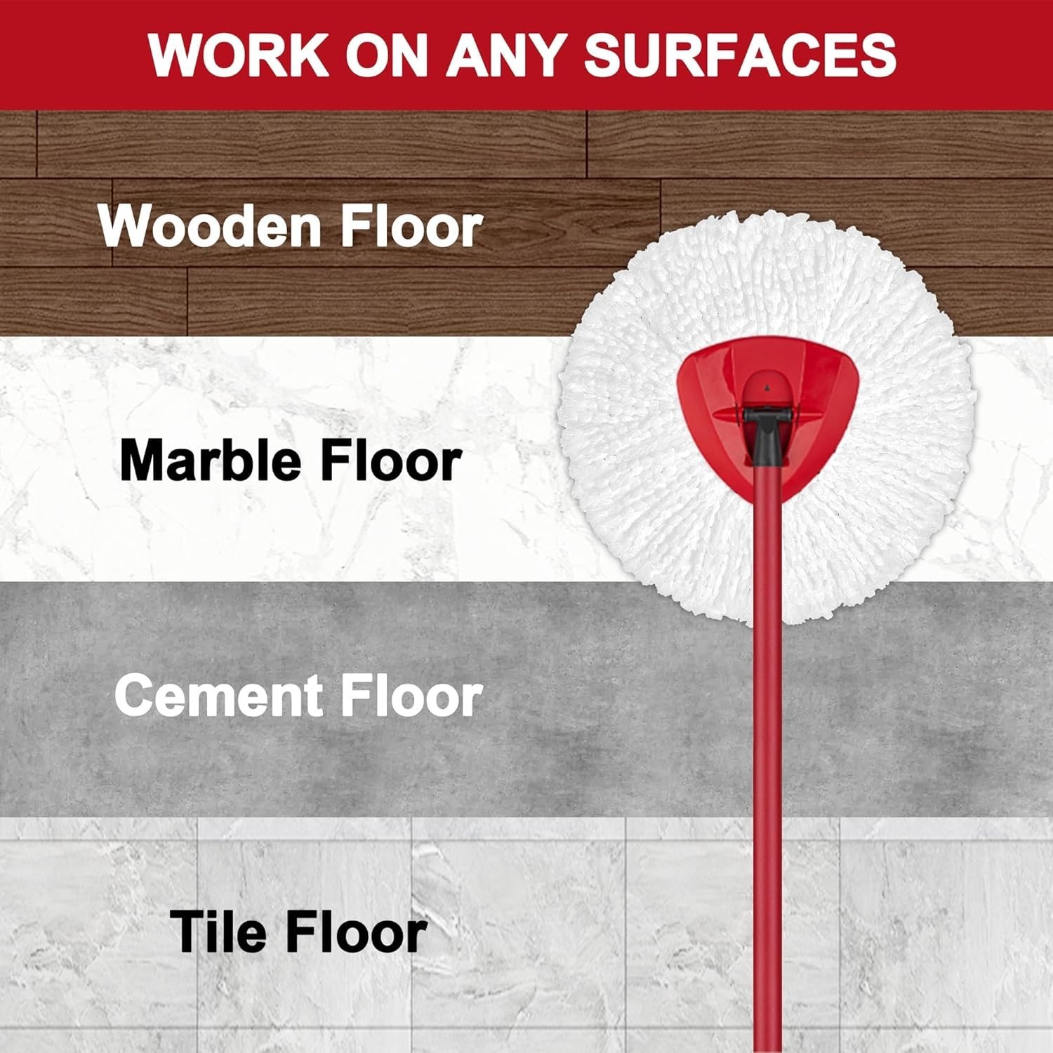 Microfiber Mop Heads Replacement Pack 4 for Spin Mop Easy Cleaning Floor