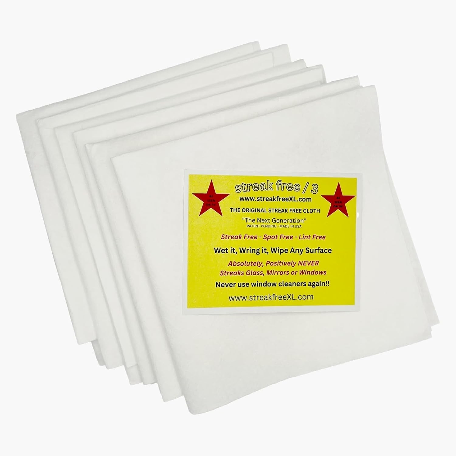 3 Microfiber Glass Cleaning Cloth, 6 Pack, Lint Free & Reusable