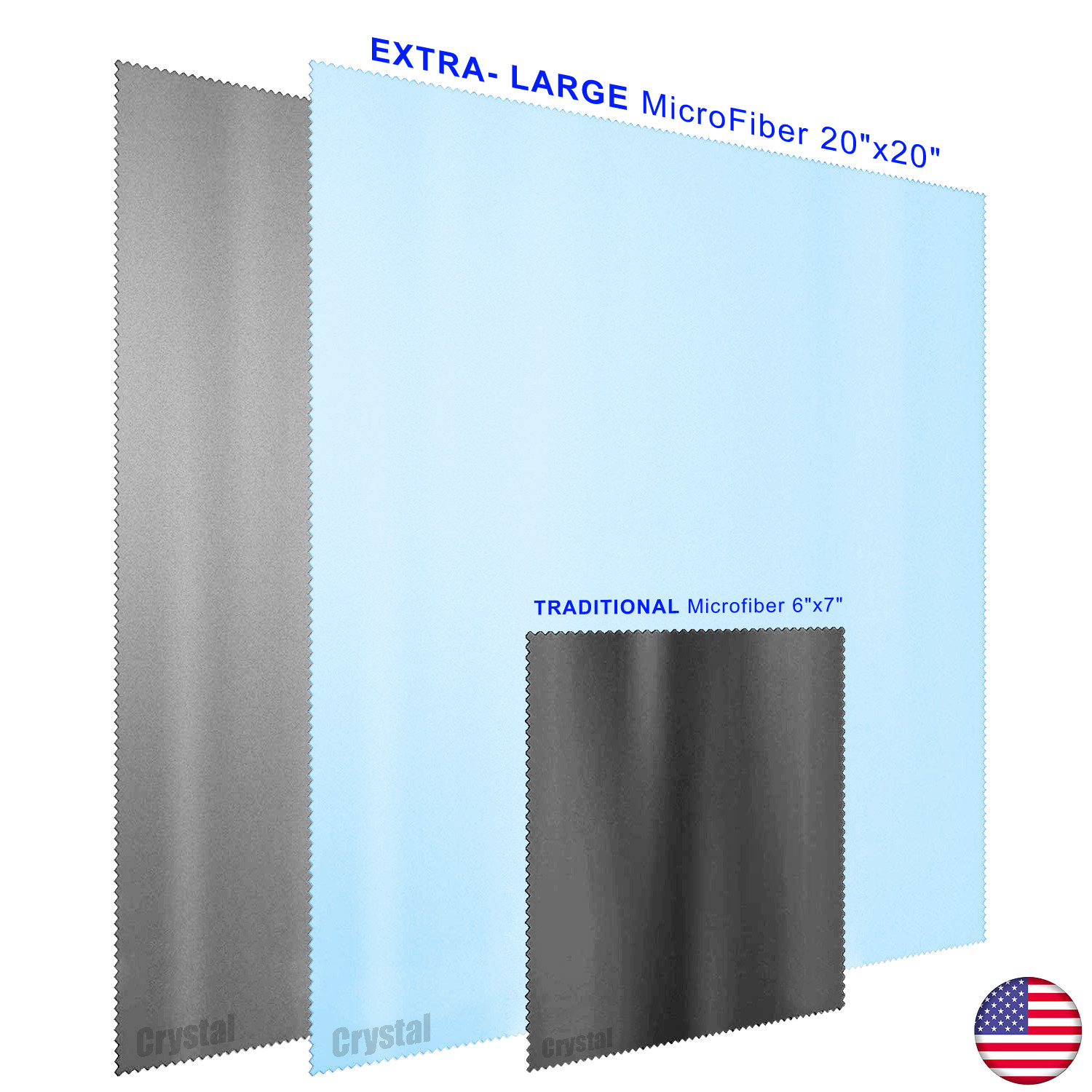Oversized Microfiber Cleaning Cloth 20″ X 20″ for TV Screens Lens Phone (Blue)