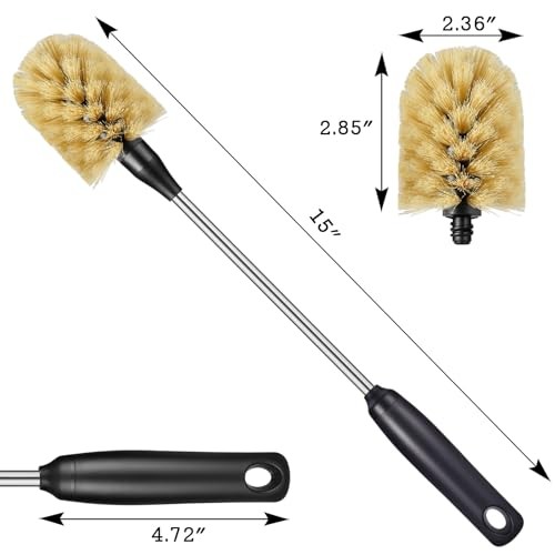 Water Bottle Cleaning Brush with 2 Replaceable Heads, 15 Inch ( Pack of 1)