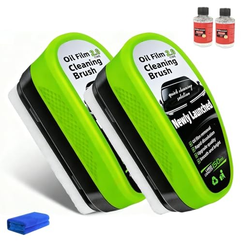 2-Pack Automotive Oil Film Cleaning Brush, Car Clear Vision Glass