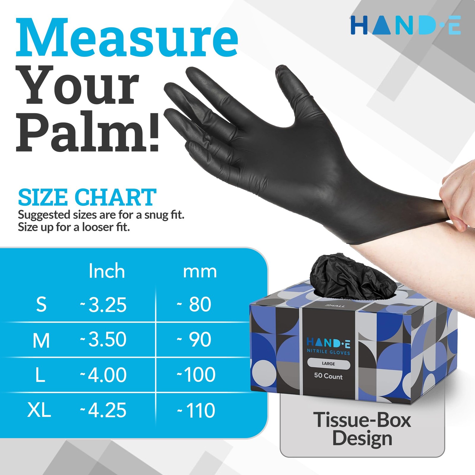 Black Nitrile Disposable Gloves Large, 50 Count – BBQ, Tattoo, Hair Dye, Cooking