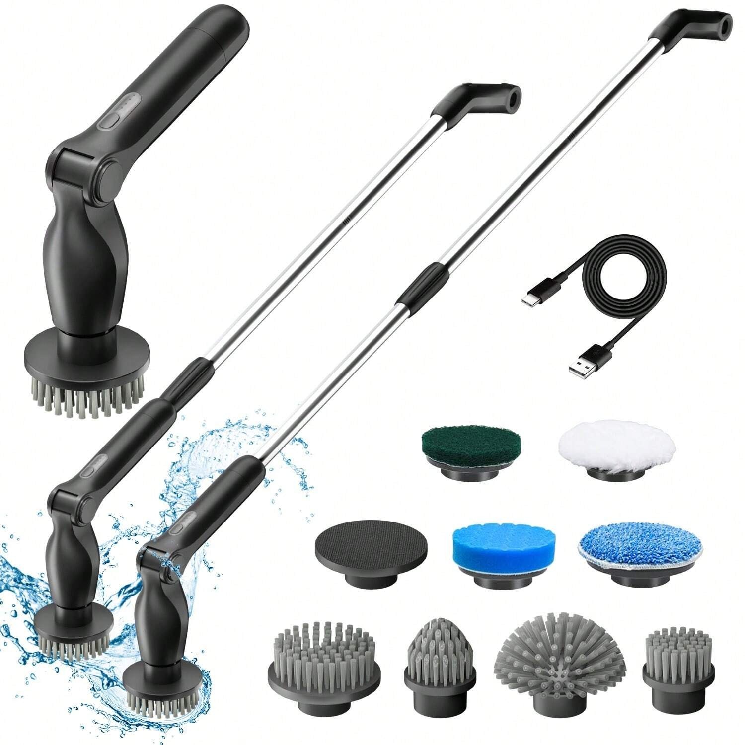 Electric Spin Scrubber Cordless Power Cleaning Brush with 8 Replaceable Heads