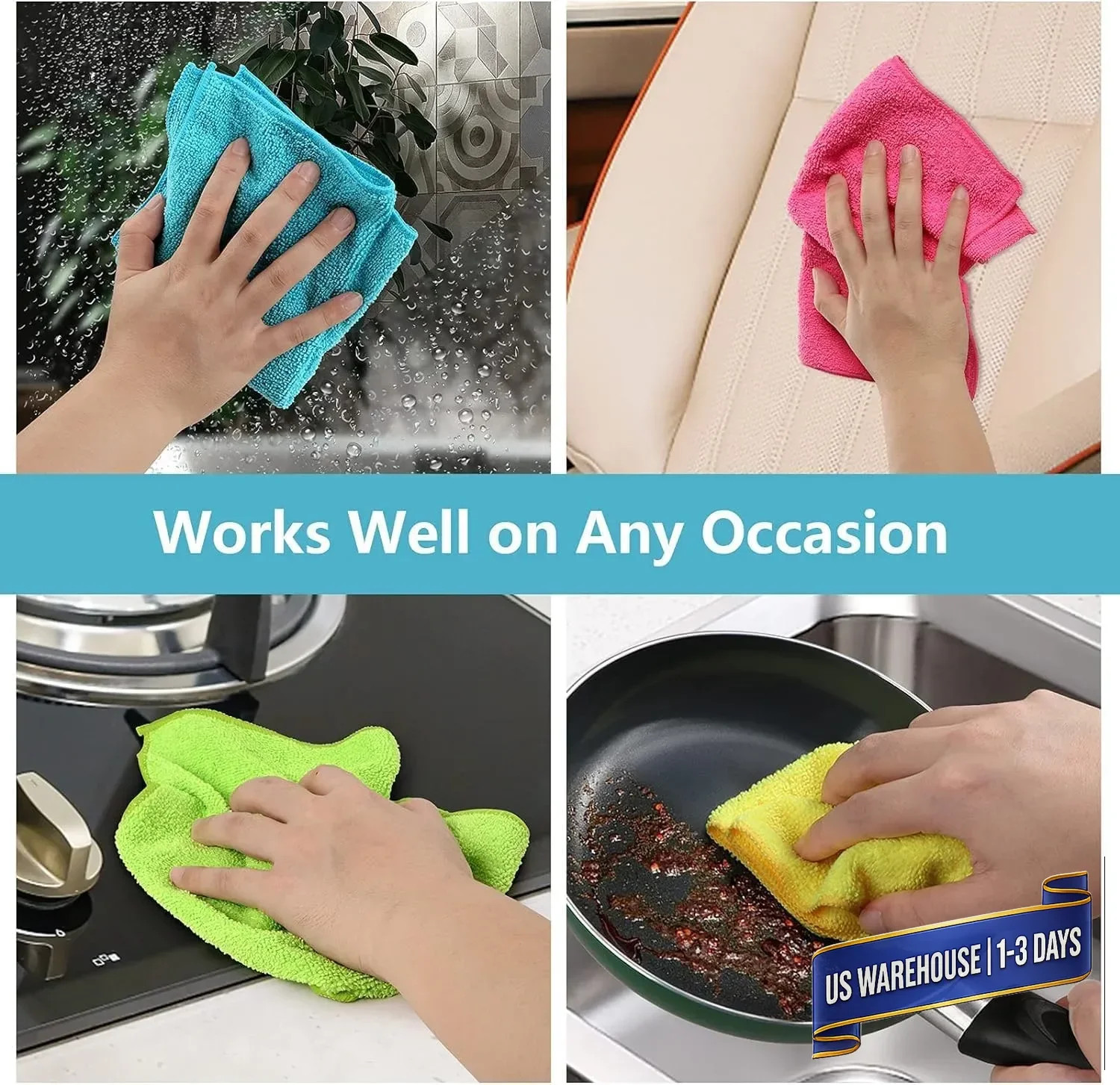 HOMEXCEL Microfiber Cleaning Cloth 210GSM, Pack of 12, Size:11.5″ x 11.5″, Ultra
